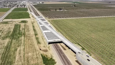 Aerial view of Wasco viaduct built for California HIgh-Speed Rail project.
