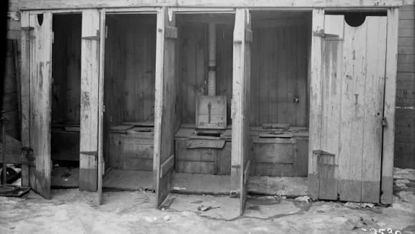 Wood outhouses in the early 20th century