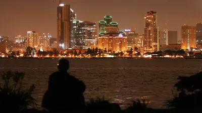Nightime view of San Diego skyline