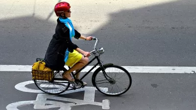 Woman in Bike Lane, Toronto, Canada