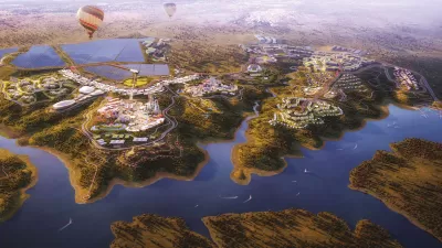Rendering of Elysium, Spain city built on brnd new land.