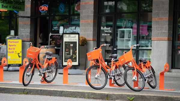 Orange bike share bikes