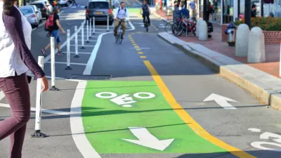 Green protected two-way bike lane