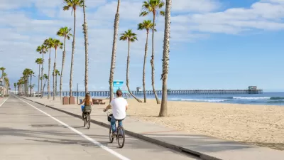 Two people on bikes in San Diego, California