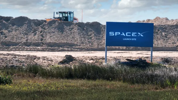 SpaceX launch site sign in Boca Chica, Texas.