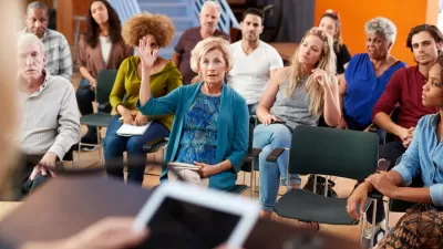 Community members at a public meeting