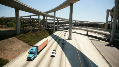 Overpasses over freeway in Los Angeles, California