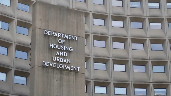 Concrete Department of Housing and Urban Development headquarters building in Washington DC.