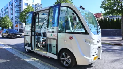 Small autonomous bus vehicle in Helsinki, Finland