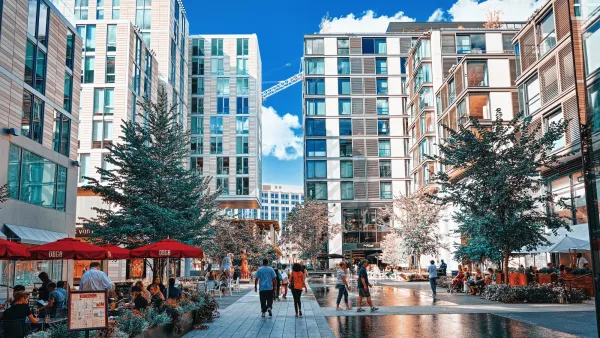 Modern glassy apartment buildings in Washington, D.C.