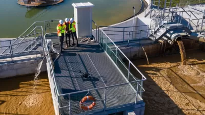 Aerial view of watewater treatment plant
