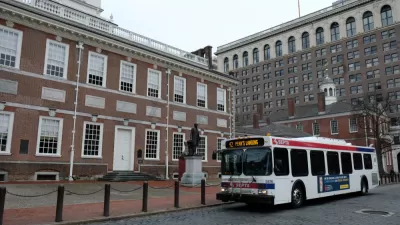 SEPTA bus stopped in front of Independence Hall, Phialdelphia, Pennsylvania