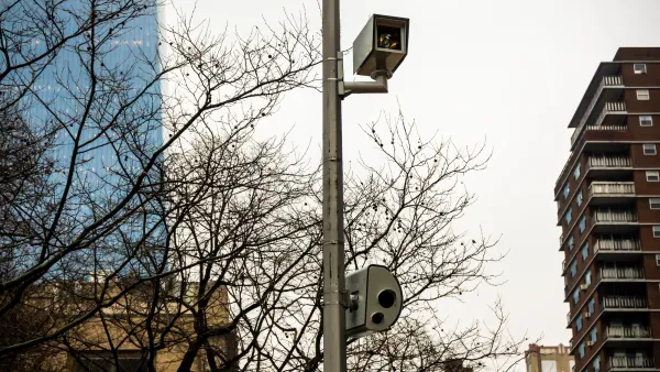 Red light camera on post in New York City.