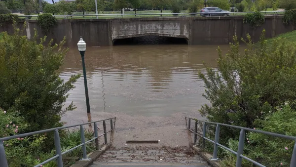 A flooded pedestrian underpass in Houston, Texas.