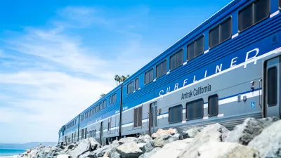 Pacific Surfliner Amtrak train on California coast