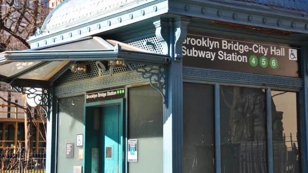 Close-up of Brooklyn Bridge station elevator