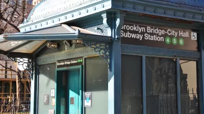Close-up of Brooklyn Bridge station elevator