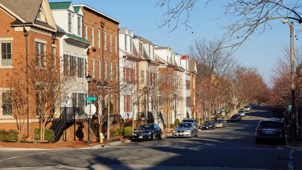 Brick three-story residential buildings in Alexandria, Virginia.