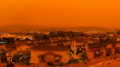 Orange hazy sky over San Francisco during wildfires