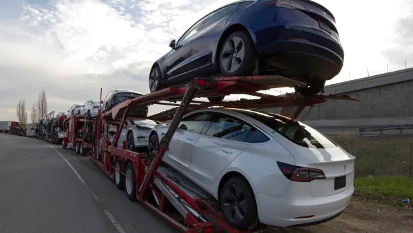 Electric vehicles loaded on a truck