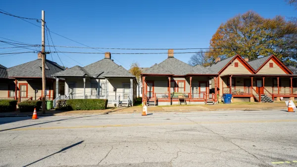 Row of small wood Craftsman-style houses in Atlanta, Georgia.