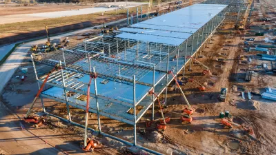 Aerial view of Tesla GigaFactory under construction in Austin, Texas