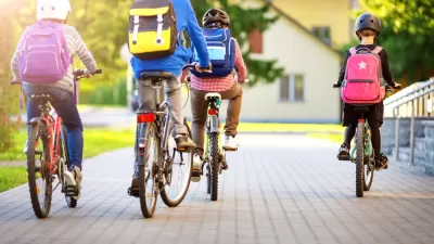 Children biking to school