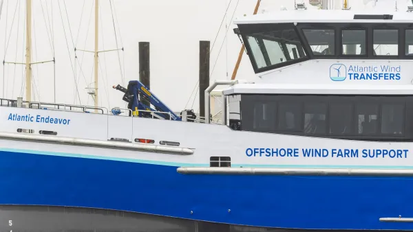 A Crew Transfer Vessel from Atlantic Wind Transfers. This CTV is supporting Dominion Energy's Coastal Virginia Offshore Wind Farm.