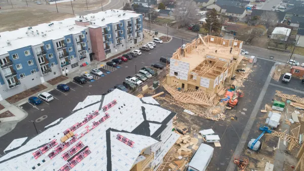 Aerial of apartment complex under constriction in Nampa, Idaho.