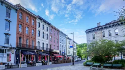 Downtown Kingston, New York with historic four-story buildings