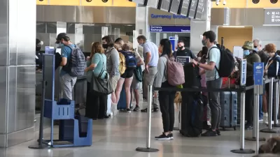 People in line at airport security