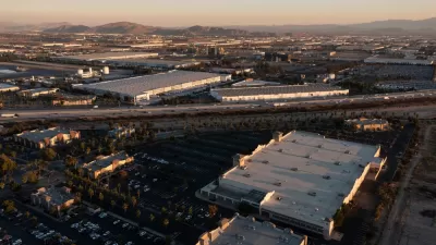 Aerial view of warehouses in San Bernardino, California