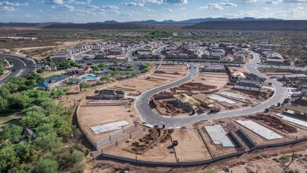 Aerial of housing subdivision under construction in Arizona.