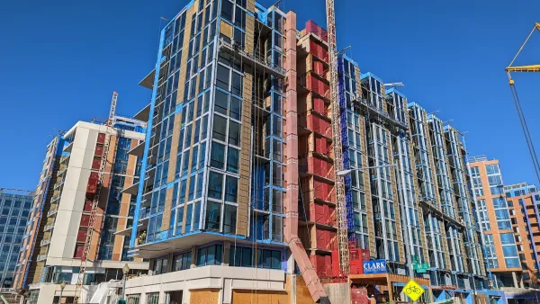 High-rise apartment buildings under construction in Washington D.C.
