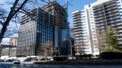 Glass towers, part of Amazon HQ2 in Arlington, Virginia under construction
