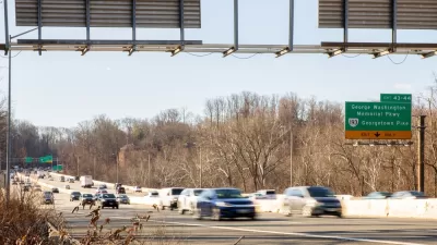 Cars driving on the American Legion Bridge in Maryland