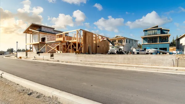 Large homes under construction in Coeur d'Alene, Idaho.