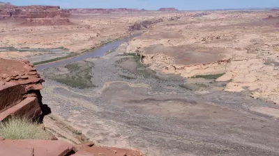 View of dried-up Colorado River