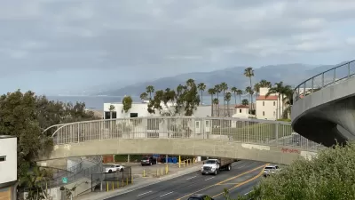 Pedestrian bridge over the Pacific Coast Highway in Santa Monica, California