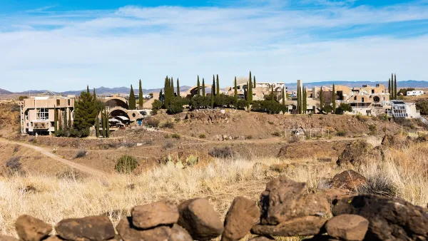 Arcosanti community in Arizona desert built with passive architecture techniques.