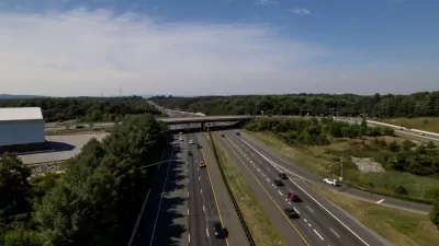 Aerial view of four-lane Interstate 270 in Maryland, USA