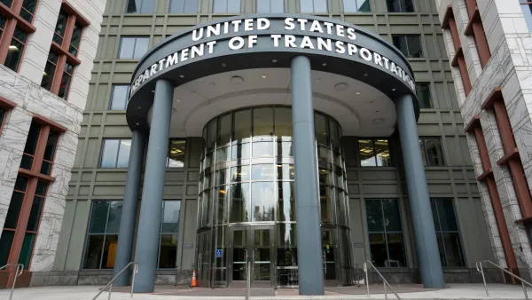 Entrance to USDOT headquarters building in Washington, DC.