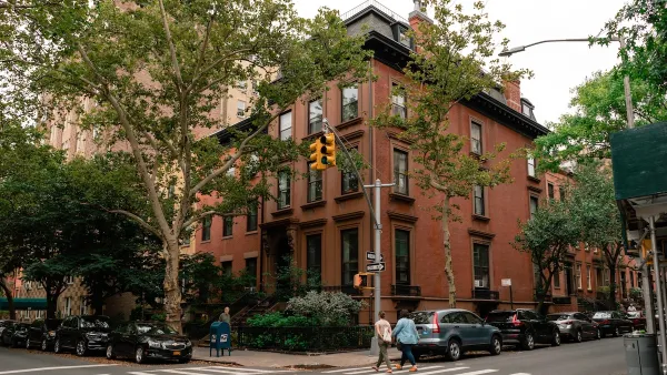 An old brick apartment building in NYC. 
