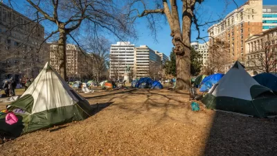 Tents inhabited by unhoused people in a Washington, D.C. park