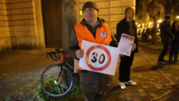 Traffic safety advocates call for a 30KPH speed limit in Salerno, Italy.