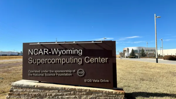 Sign for NCAR Supercomputing Center in Cheyenne, Wyoming.