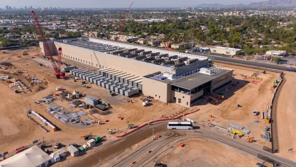 Aerial of data center under construction in Phoenix, Arizona.