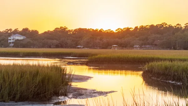 Sunset over the salt marsh of Pawleys island sound, South Carolina.