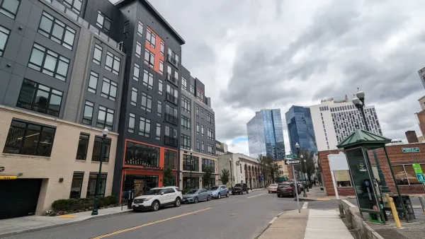 Mid-rise apartment buildings in New Rochelle, New York.