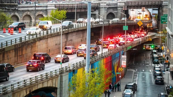 A traffic jam on the Brooklyn Queens Expressway.